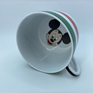 Disney Mickey Mouse "GOURMET MICKEY" Bistro Coffee Mug Green White Red Bars 5"